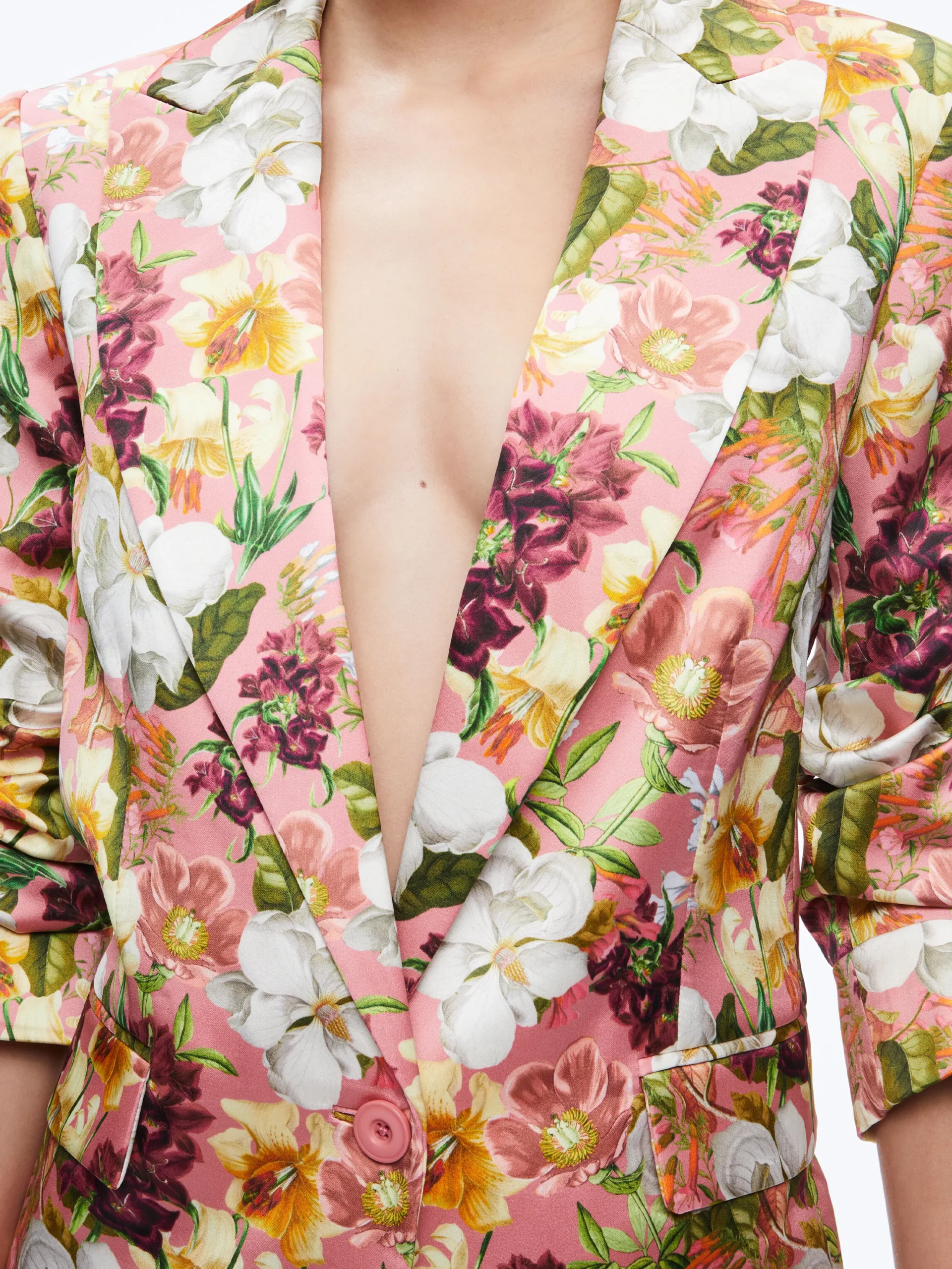 Alice and Olivia JUSTIN ROLLED CUFF BLAZER JUNIPER FLORAL ROSE*CLOTHING | CLOTHING