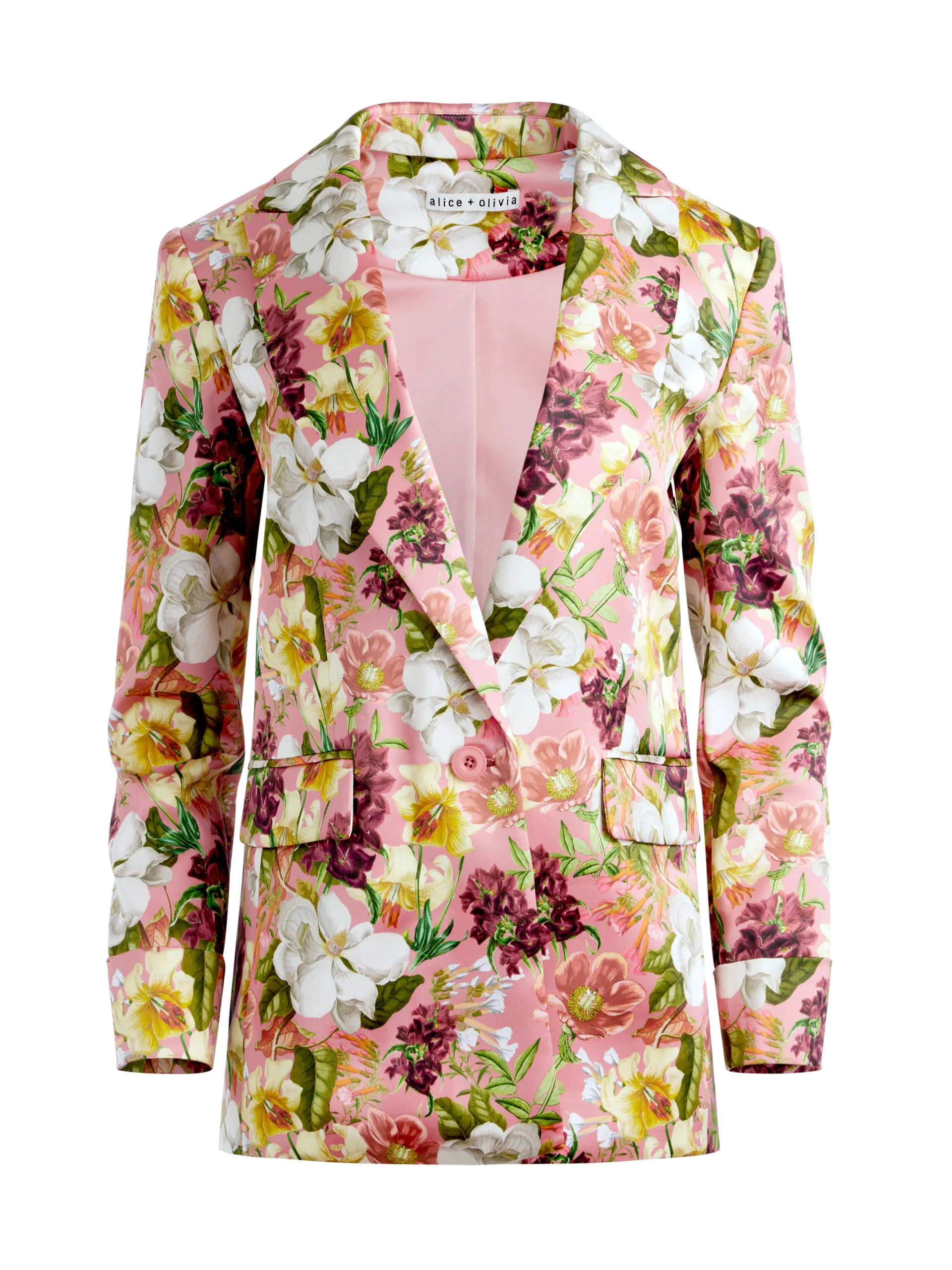 Alice and Olivia JUSTIN ROLLED CUFF BLAZER JUNIPER FLORAL ROSE*CLOTHING | CLOTHING