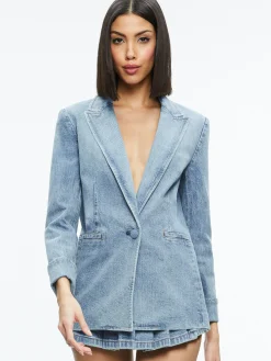 Alice and Olivia JUSTINE ROLLED CUFF BLAZER GEORGIA VINTAGE BLUE*FEATURED SHOPS | FEATURED SHOPS | CLOTHING