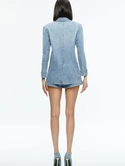 Alice and Olivia JUSTINE ROLLED CUFF BLAZER GEORGIA VINTAGE BLUE*FEATURED SHOPS | FEATURED SHOPS | CLOTHING