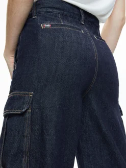 Alice and Olivia KAL BAGGY CARGO SIDE SLIT JEAN DARK RINSE*CLOTHING | CLOTHING