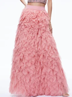 Alice and Olivia KAL RUFFLE GOWN SKIRT ROSE*CLOTHING