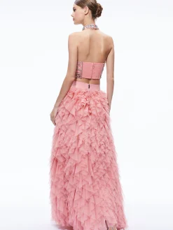 Alice and Olivia KAL RUFFLE GOWN SKIRT ROSE*CLOTHING