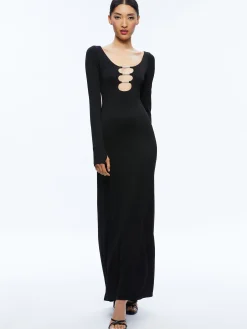 Alice and Olivia KALENA SCOOP NECK CUTOUT MAXI DRESS BLACK*DRESSES | CLOTHING