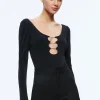 Alice and Olivia KALENA SCOOP NECK CUTOUT BODYSUIT BLACK*CLOTHING