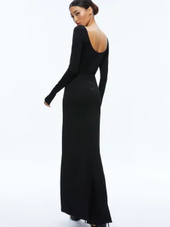 Alice and Olivia KALENA SCOOP NECK CUTOUT MAXI DRESS BLACK*DRESSES | CLOTHING