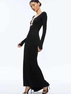 Alice and Olivia KALENA SCOOP NECK CUTOUT MAXI DRESS BLACK*DRESSES | CLOTHING
