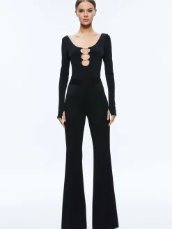Alice and Olivia KALENA SCOOP NECK CUTOUT BODYSUIT BLACK*CLOTHING