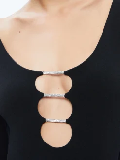 Alice and Olivia KALENA SCOOP NECK CUTOUT BODYSUIT BLACK*CLOTHING