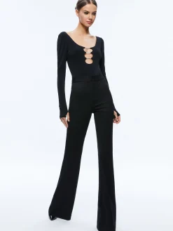 Alice and Olivia KALENA SCOOP NECK CUTOUT BODYSUIT BLACK*CLOTHING
