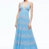 Alice and Olivia KAROLINA EMBROIDERED HALTER NECK MAXI DRESS *DRESSES | DRESSES | CLOTHING