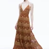 Alice and Olivia KAROLINA EMBROIDERED HALTER NECK MAXI DRESS *DRESSES | DRESSES | CLOTHING