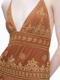 Alice and Olivia KAROLINA EMBROIDERED HALTER NECK MAXI DRESS *DRESSES | DRESSES | CLOTHING