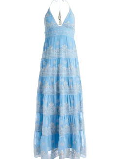 Alice and Olivia KAROLINA EMBROIDERED HALTER NECK MAXI DRESS *DRESSES | DRESSES | CLOTHING