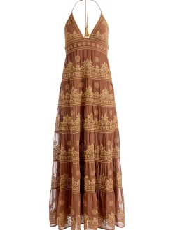 Alice and Olivia KAROLINA EMBROIDERED HALTER NECK MAXI DRESS *DRESSES | DRESSES | CLOTHING