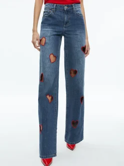 Alice and Olivia KARRIE EMBROIDERED HEART CUTOUT JEAN TRUE BLUES DARK*FEATURED SHOPS | FEATURED SHOPS | FEATURED SHOPS | CLOTHING | CLOTHING
