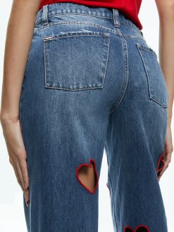 Alice and Olivia KARRIE EMBROIDERED HEART CUTOUT JEAN TRUE BLUES DARK*FEATURED SHOPS | FEATURED SHOPS | FEATURED SHOPS | CLOTHING | CLOTHING