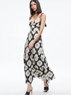 Alice and Olivia KATARA TWIST TOP TIERED MAXI DRESS CLASSIC IKAT*DRESSES | CLOTHING
