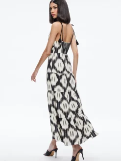 Alice and Olivia KATARA TWIST TOP TIERED MAXI DRESS CLASSIC IKAT*DRESSES | CLOTHING