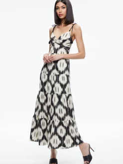 Alice and Olivia KATARA TWIST TOP TIERED MAXI DRESS CLASSIC IKAT*DRESSES | CLOTHING
