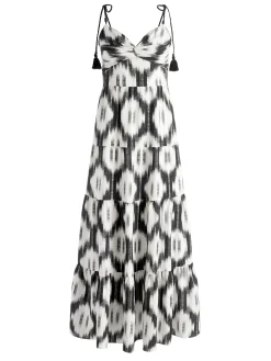 Alice and Olivia KATARA TWIST TOP TIERED MAXI DRESS CLASSIC IKAT*DRESSES | CLOTHING