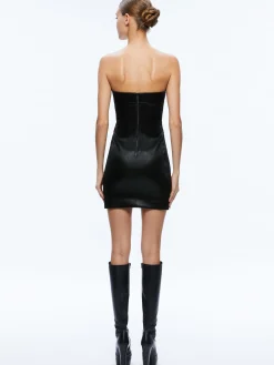 Alice and Olivia KELLY STRAPLESS VEGAN LEATHER MINI DRESS BLACK*FEATURED SHOPS | DRESSES | CLOTHING