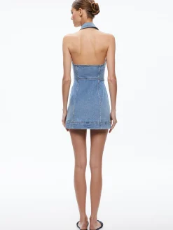 Alice and Olivia KENDALL DENIM HALTER MINI DRES IVY BLUE*FEATURED SHOPS | DRESSES | CLOTHING