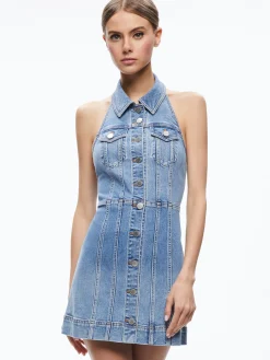 Alice and Olivia KENDALL DENIM HALTER MINI DRES IVY BLUE*FEATURED SHOPS | DRESSES | CLOTHING