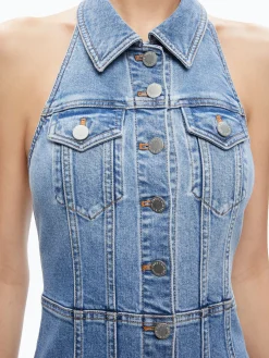 Alice and Olivia KENDALL DENIM HALTER MINI DRES IVY BLUE*FEATURED SHOPS | DRESSES | CLOTHING