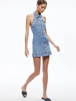 Alice and Olivia KENDALL DENIM HALTER MINI DRES IVY BLUE*FEATURED SHOPS | DRESSES | CLOTHING
