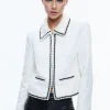 Alice and Olivia KIDMAN PEARL COLLAR BOXY JACKET OFF WHITE*CLOTHING