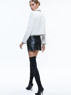 Alice and Olivia KIDMAN PEARL COLLAR BOXY JACKET OFF WHITE*CLOTHING