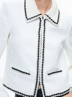 Alice and Olivia KIDMAN PEARL COLLAR BOXY JACKET OFF WHITE*CLOTHING