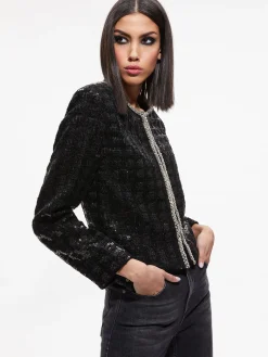 Alice and Olivia KIDMAN SEQUIN TWEED JACKET BLACK*CLOTHING