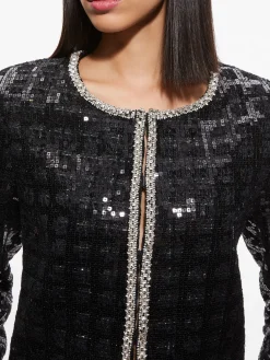 Alice and Olivia KIDMAN SEQUIN TWEED JACKET BLACK*CLOTHING