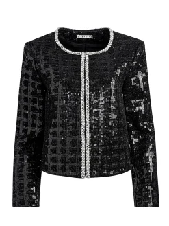 Alice and Olivia KIDMAN SEQUIN TWEED JACKET BLACK*CLOTHING
