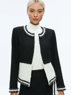 Alice and Olivia KIDMAN TWO-FER TWEED JACKET BLACK/OFF WHITE*FEATURED SHOPS | FEATURED SHOPS | CLOTHING | CLOTHING