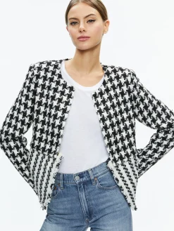 Alice and Olivia KIDMAN TWO-FER TWEED JACKET BLACK/OFF WHITE*FEATURED SHOPS | CLOTHING
