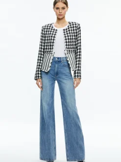 Alice and Olivia KIDMAN TWO-FER TWEED JACKET BLACK/OFF WHITE*FEATURED SHOPS | CLOTHING