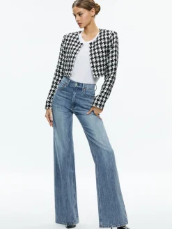 Alice and Olivia KIDMAN TWO-FER TWEED JACKET BLACK/OFF WHITE*FEATURED SHOPS | CLOTHING