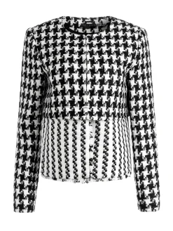 Alice and Olivia KIDMAN TWO-FER TWEED JACKET BLACK/OFF WHITE*FEATURED SHOPS | CLOTHING
