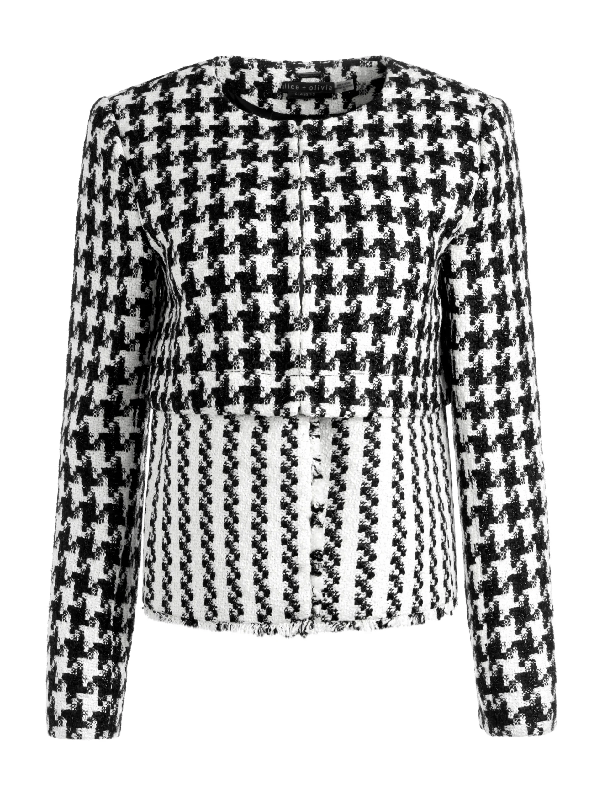 Alice and Olivia KIDMAN TWO-FER TWEED JACKET BLACK/OFF WHITE*FEATURED SHOPS | CLOTHING