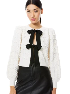 Alice and Olivia KITTY PUFF SLEEVE CARDIGAN *CLOTHING