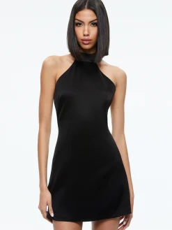 Alice and Olivia KOI HALTERNECK MINI DRESS BLACK*DRESSES | CLOTHING