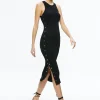 Alice and Olivia LALITA SIDE SNAP MIDI DRESS BLACK*FEATURED SHOPS | FEATURED SHOPS | DRESSES | CLOTHING