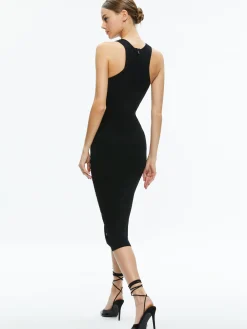 Alice and Olivia LALITA SIDE SNAP MIDI DRESS BLACK*FEATURED SHOPS | FEATURED SHOPS | DRESSES | CLOTHING