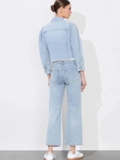 Alice and Olivia LANA PUFF SLEEVE DENIM JACKET WITH RAW HEM *FEATURED SHOPS | CLOTHING