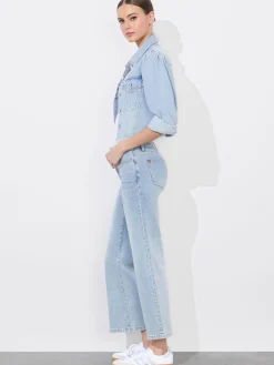 Alice and Olivia LANA PUFF SLEEVE DENIM JACKET WITH RAW HEM *FEATURED SHOPS | CLOTHING