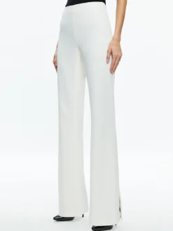 Alice and Olivia LARA SIDE SLIT PANT ECRU*CLOTHING