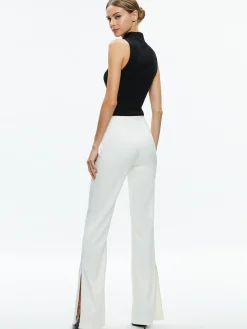 Alice and Olivia LARA SIDE SLIT PANT ECRU*CLOTHING